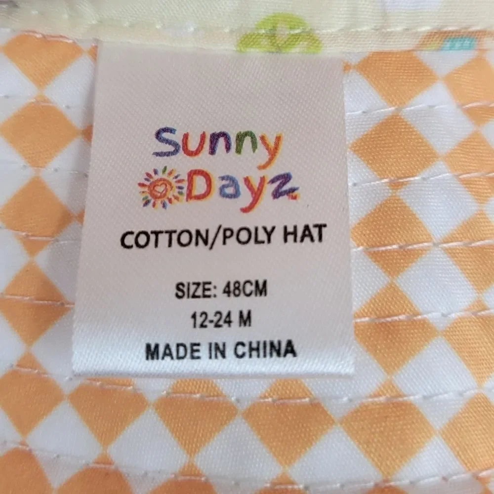 Sunny Dayz Reversible Bucket Hat 12-24mo Girls Boys Unisex Yellow Orange